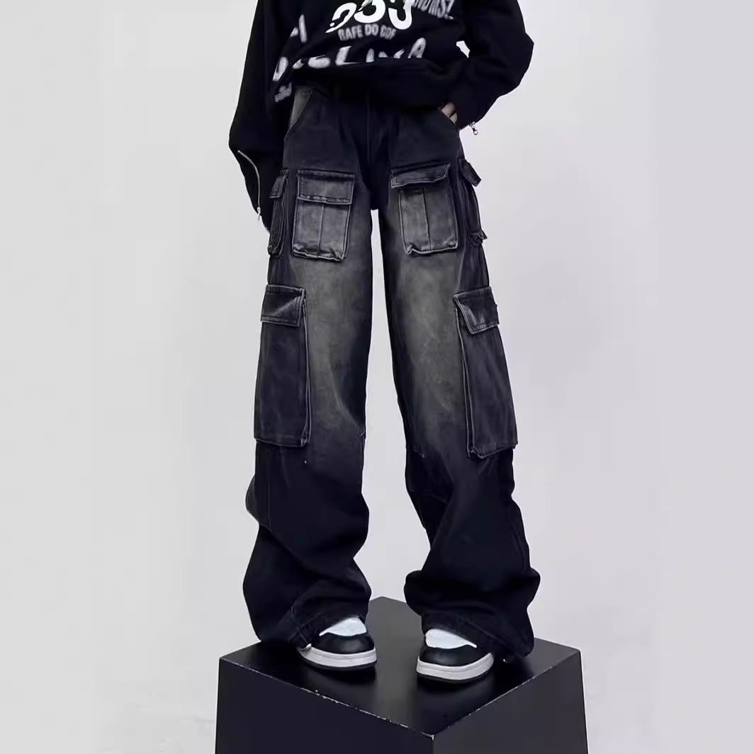 Wide-Leg Cargo Pants-Jeans-Grimstrike