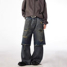 Wide-Leg Distressed Cargo Jeans-Jeans-Grimstrike