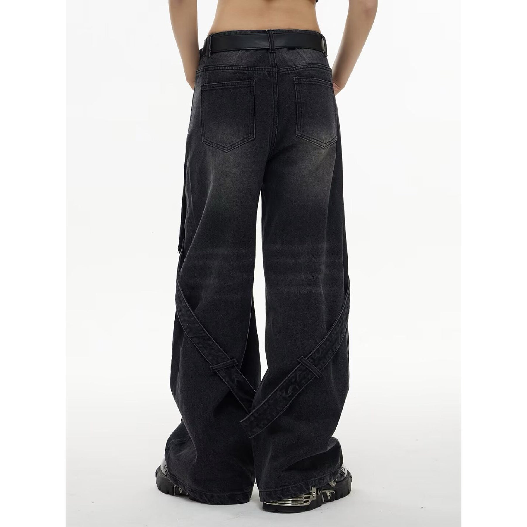 Wide-Leg Distressed Jeans-Jeans-Grimstrike